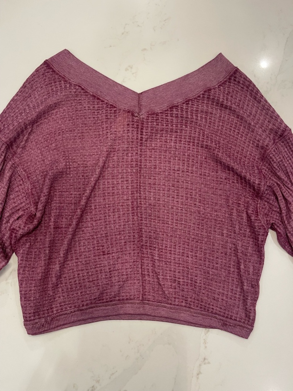 We The Free Women’s Waffle-Knit V-Neck Purple Top - Picture 13 of 16